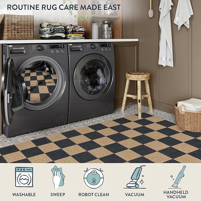 Lahome Checkered Easy Jute Rugs - Image 5
