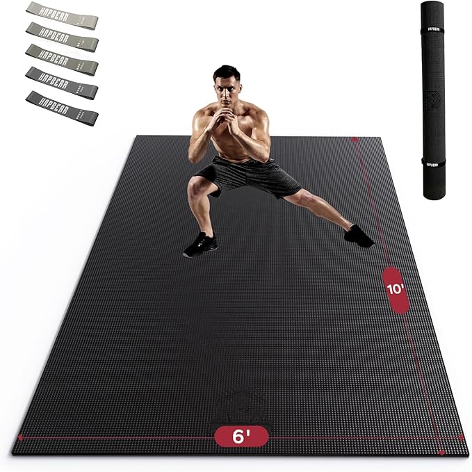 HAPBEAR Large Exercise Mat-7'x5'/6'x8'/6'x9'/6'x10'/6'x12'x8mm, Ultra Durable by HAPBEARFitness