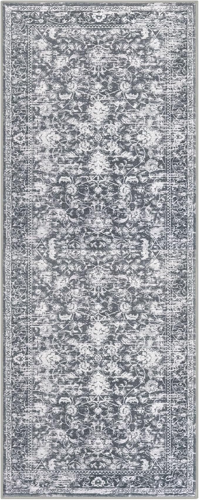 KILOCOCO Hallway Runner 2x5 Kitchen Runner Rug Printed Vintage Floral Washable - Image 9