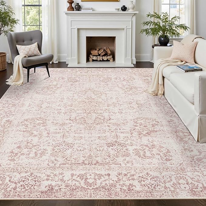 Rugxara 8x10 Pink Area Rug for Living Room & Bedroom, Large Washable Rugs for - Image 4