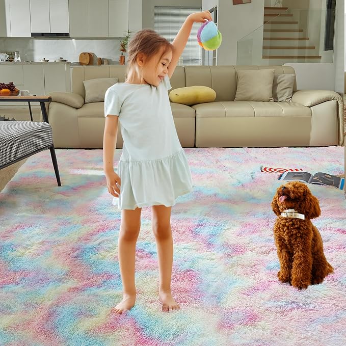 Ultra Soft Rug for Living Room, 4X6 Fluffy Shag Area Rug for Bedroom, Modern - Image 8