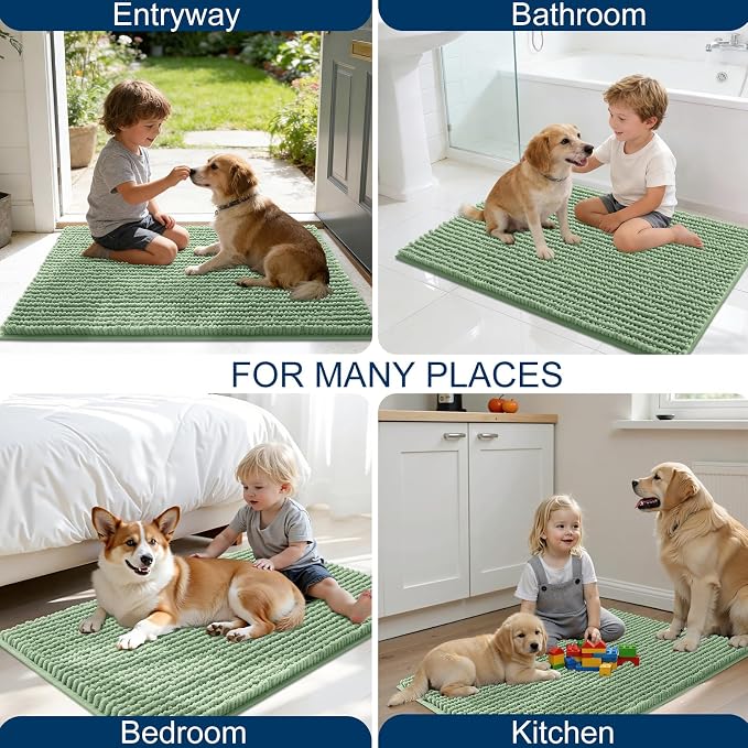 OLANLY Dog Door Mat for Muddy Paws 44x24, Ultra Absorbent Chenille Mud Doormat - Image 8