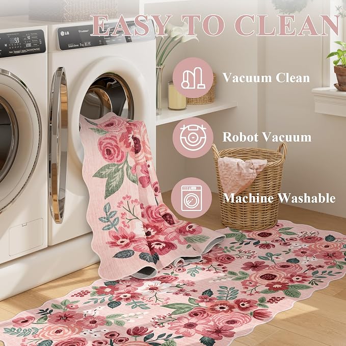 DUKINO 3x5 Area Rug, Floral Non-Slip Indoor Washable Rug - Image 6