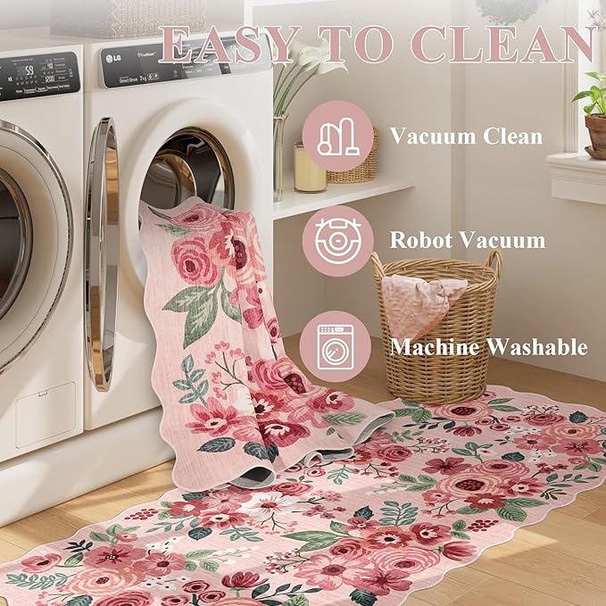 DUKINO Washable Runner Rug, 2x7 Lightweight Soft Floral Hallway Rug Runner - Image 6