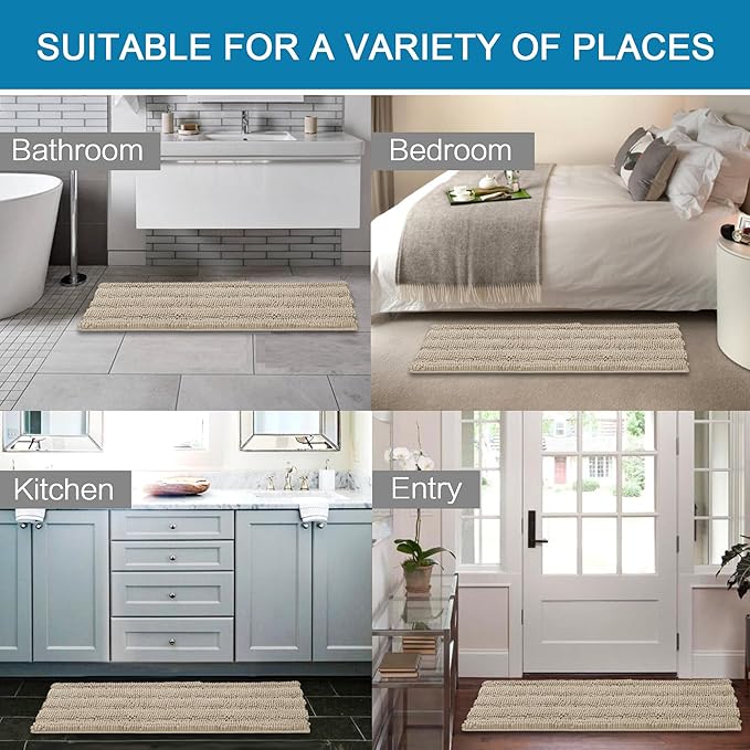 H.VERSAILTEX Bathroom Rug Sets 2 Piece Bath Mats Non Slip Thick Soft Chenille - Image 6