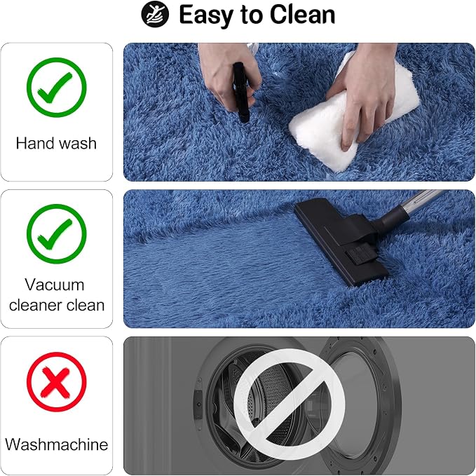qulint 4x6 Rug for Bedroom, Fluffy Small Blue Carpet for Living Room Soft Shag - Image 4