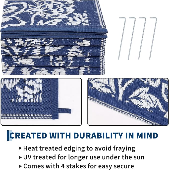 Garvee Outdoor Rugs 8’x10’ Waterproof Reversible Mats, Large Area Plastic Straw - Image 4