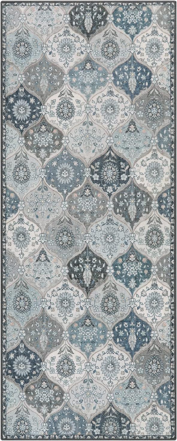 Lahome Moroccan Trellis Kitchen Runner Rug, 2x5 Washable Runners - Image 2