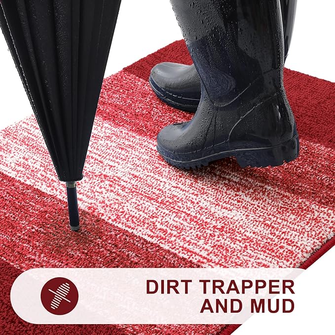 Kitinjoy Indoor Outdoor Door Mat, 70x32 Non-Slip Absorbent Dirt Trapper - Image 2