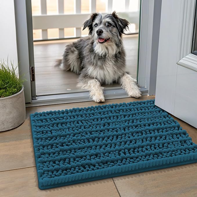 Smiry Dog Door Mat for Muddy Paws 24x16, Absorbent Dirt Trapper, Non-Slip by Smiry