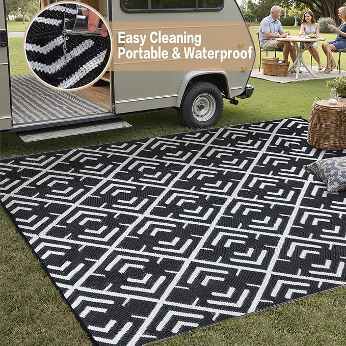 HUGEAR RV Outdoor Rug Waterproof Mat Outdoor Rugs 6'x9' - Image 5