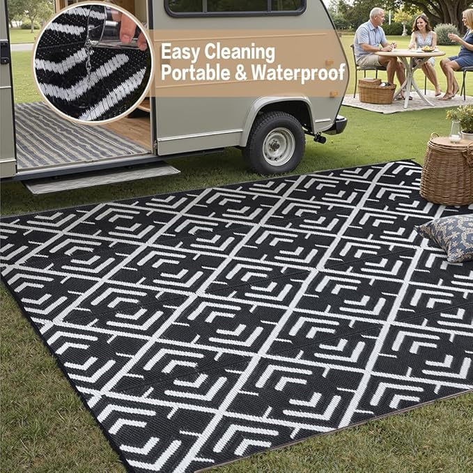 HUGEAR Outdoor Rug Mats, Large Waterproof Outdoor Area Rug, Reversible Portable - Image 5