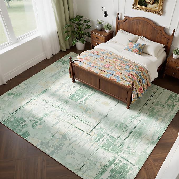 Washable Rugs 8x10 Area Rugs for Living Room, Ultra Soft Faux Wool Retro Carpets - Image 5