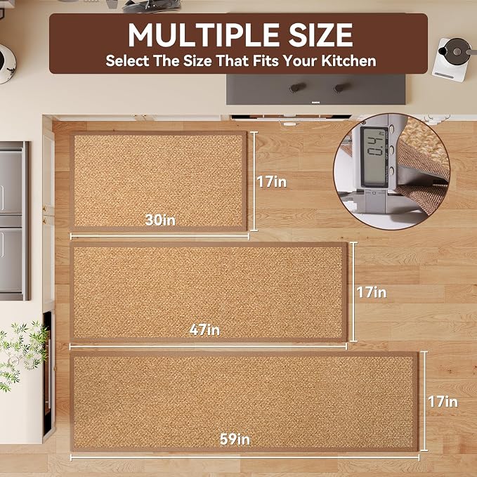 YDKGL Kitchen Runner Rugs Non Slip Washable Anti Fatigue, Super Absorbent 0.4" - Image 2
