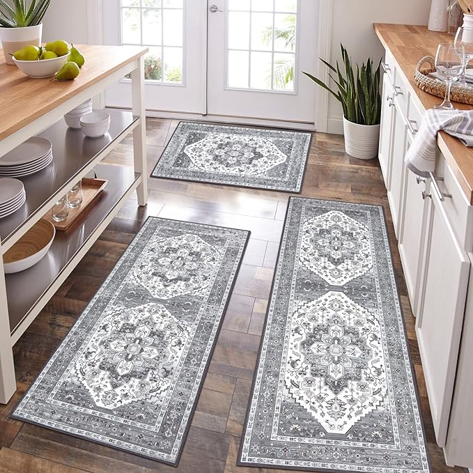 HEBE Boho Kitchen Rug Sets 3 Piece by HEBE