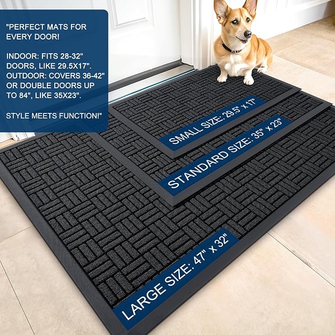 OLANLY Front Door Mat Outside Entrance 47x32, Heavy Duty Sturdy Natural Rubber - Image 2