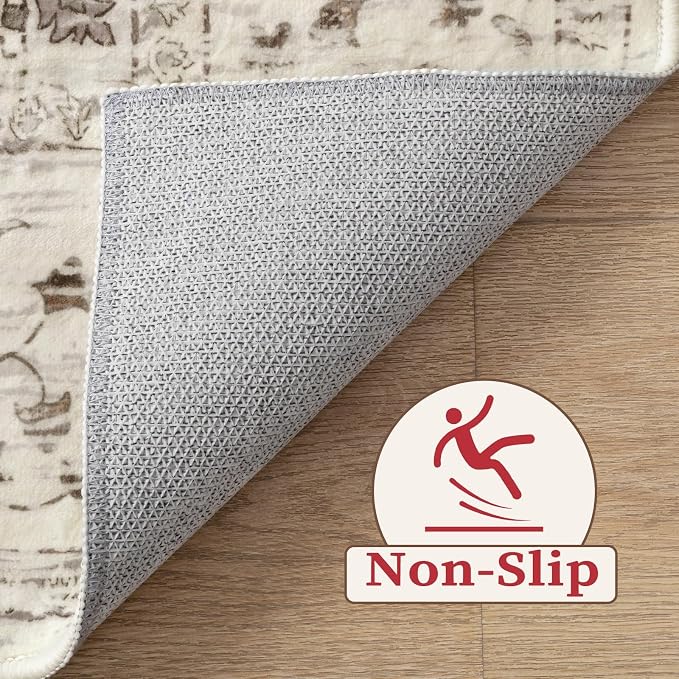 SERISSA Area Rug 4x6 Boho Rugs for Bedroom, Vintage Washable Non Slip Rug - Image 4