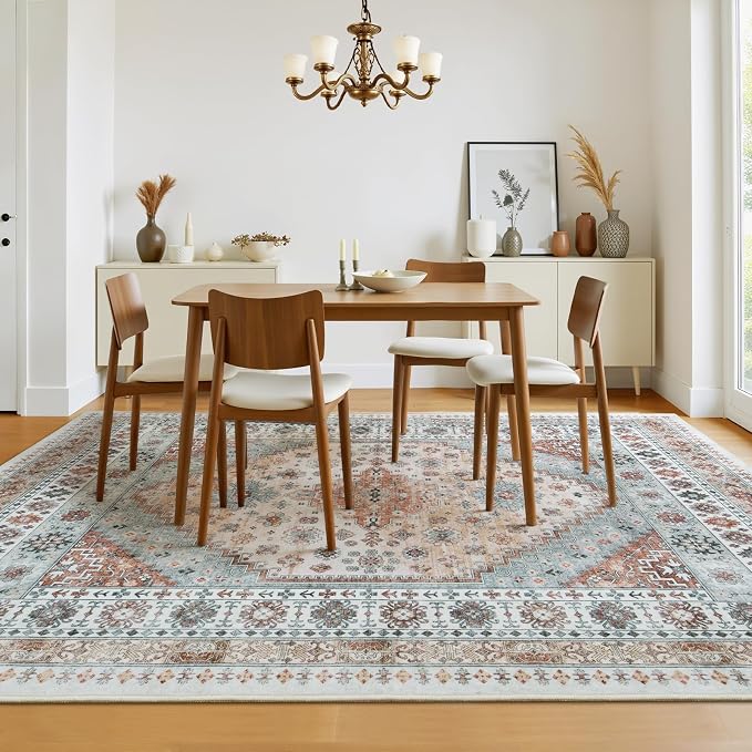 6x9 Washable Area Rugs, Large Living Room Rug, Vintage Boho Carpet, Non Slip & - Image 5