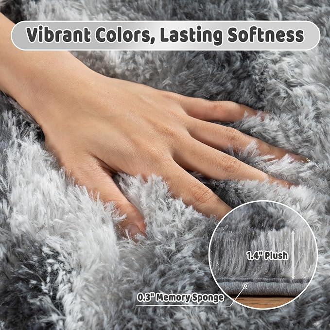 Shag Rugs for Bedroom, 4x6 Abstract Grey Soft Fuzzy Rugs for Living Room - Image 5