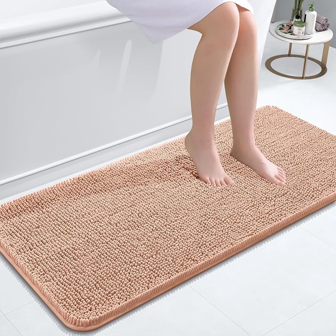 OLANLY Bathroom Runner Rugs 47x20, Extra Soft Absorbent Chenille Bath Rugs by OLANLY