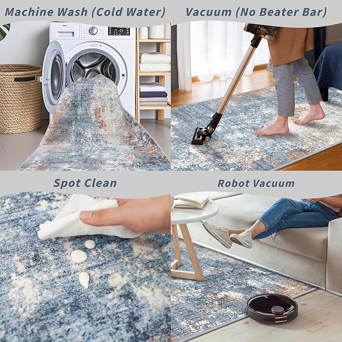 5x5 Square Rug for Living Room Machine Washable Non-Slip Area Rug for Kitchen - Image 7