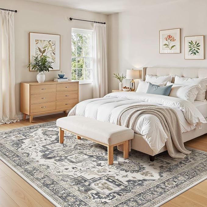 9x12 Washable Area Rugs for Living Room, Large Rug Non Slip Backing Vintage - Image 5