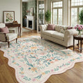 8x10 Scalloped Rug for Living Room, Washable Rugs Soft Low Pile Non Slip Rugs by Dadasgk