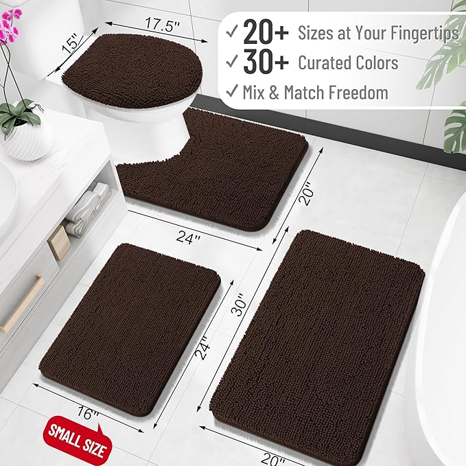 OLANLY Toilet Rugs U-Shaped 20x20, Extra Soft Absorbent Chenille Contour - Image 2