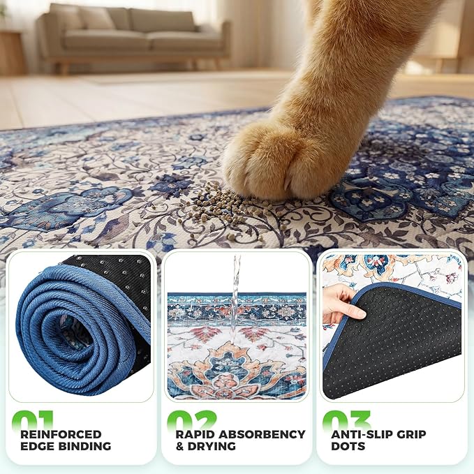 Hompet Cat Litter Mat 2 Pack, 72x72 Large Machine Washable Trapping Mats - Image 5