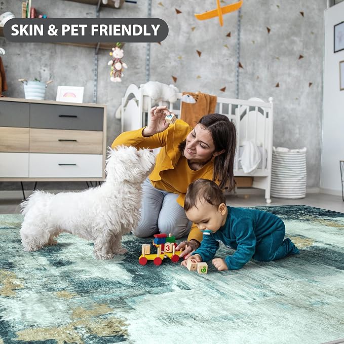 5x7 Area Rugs for Living Room Rug Washable: Abstract Rug for Dining Room - Image 8