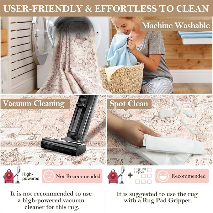CAPALOCA Machine Washable Rugs Nursery Rug 2x6 Cute Girl Non Slip Low Pile - Image 4