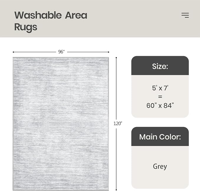 Valenrug Washable Rugs 5x7 - Image 2
