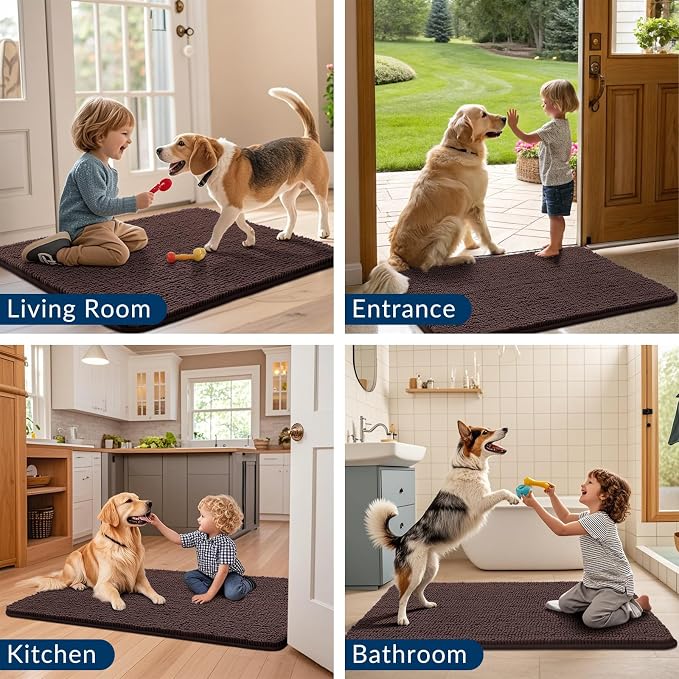 Smiry Dog Door Mat for Muddy Paws 54x24, Absorbent Dirt Trapper, Non-Slip - Image 7