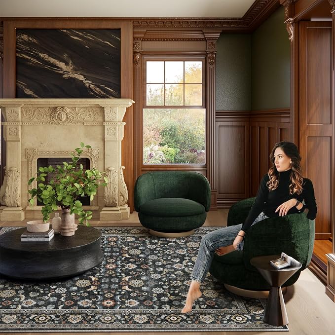 Washable Area Rugs for Living Room: 6x9 Bedroom Rug Vintage Boho Area Rug Stain - Image 8