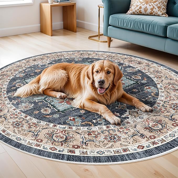 TOPRUUG Washable Oriental Area Rug - 8ft Round Rugs - Image 6