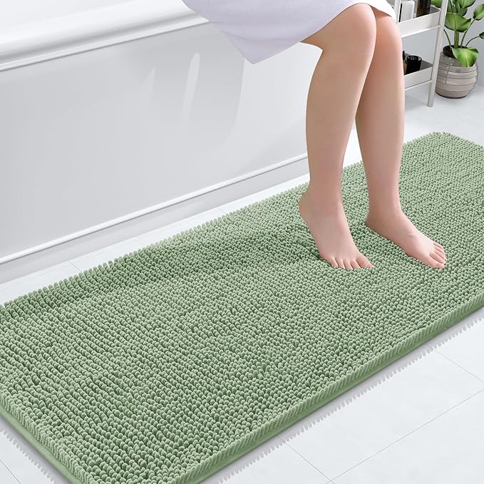 OLANLY Bathroom Runner Rugs 59x24, Soft Absorbent Chenille Bath Rugs, Rubber by OLANLY