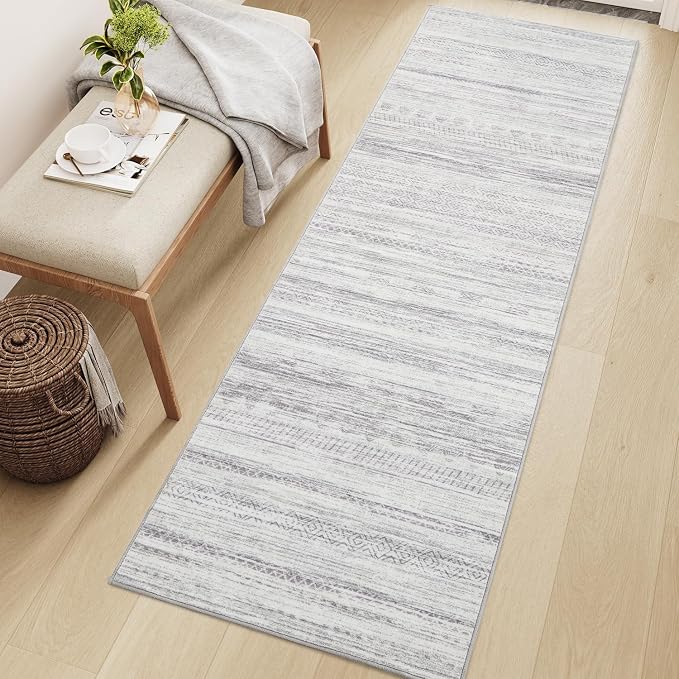 2x8 Runner Rug Machine Washable Non Slip Area Rug Distressed Neutral Moroccan by Tchdio