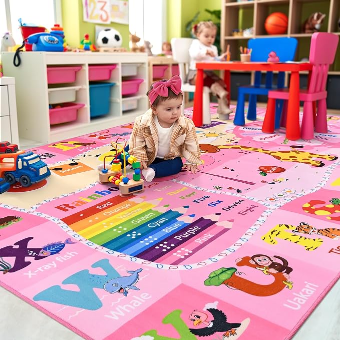Kids Rugs for Playroom Bedroom Classroom Nursery, Non-Slip and Washable Rugs - Image 6