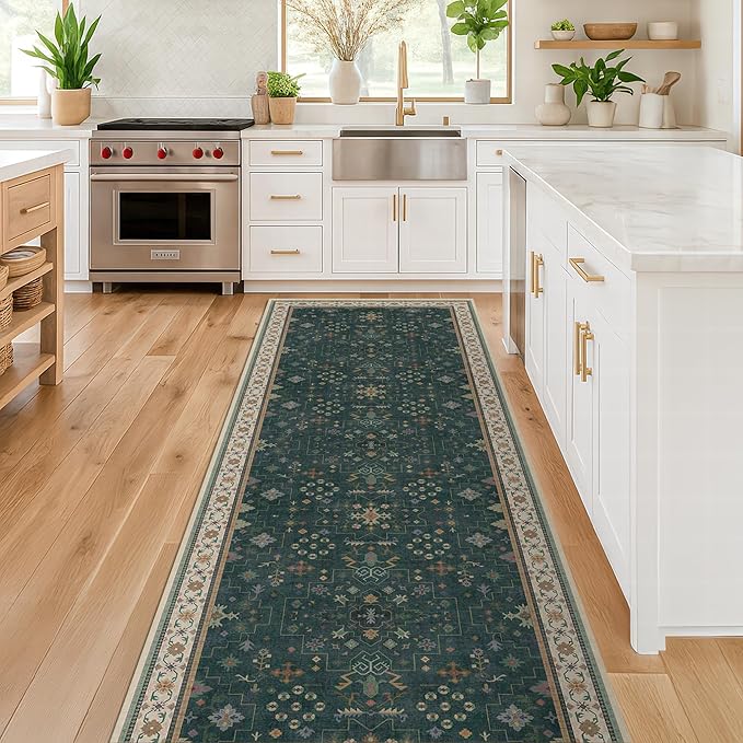 Dark Green 3x8 Wide Hallway Runner Rug - Image 3