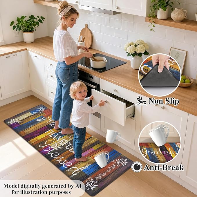 HEBE Anti Fatigue Kitchen Rugs Set of 2, Non Slip Cushioned Kitchen Mats - Image 4