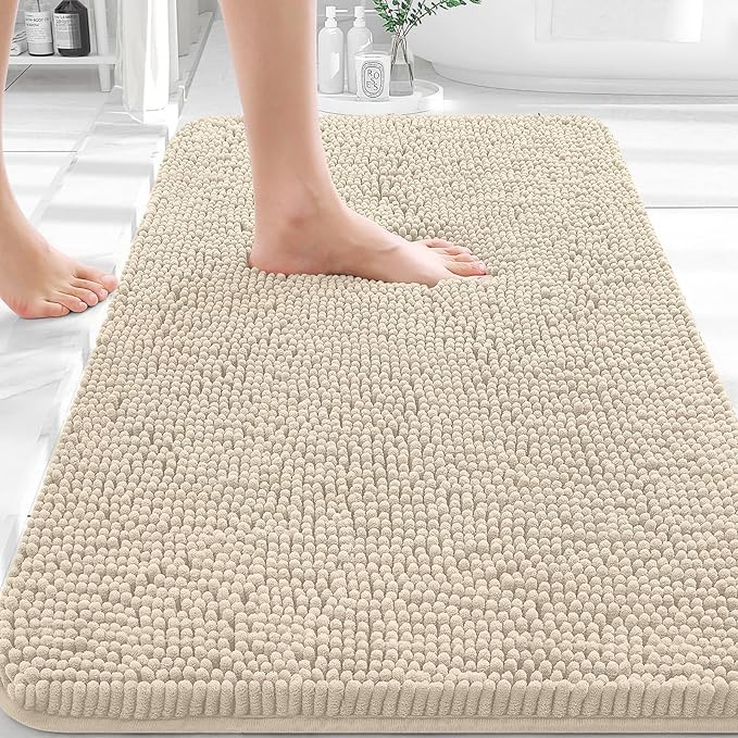 OLANLY Bathroom Rugs 36x24, Extra Soft Absorbent Chenille Bath Rugs, Rubber by OLANLY
