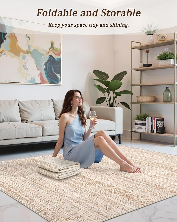 Miukiki 9x12 Area Rug for Living Room Moroccan Washable Rugs Non Slip Indoor - Image 5