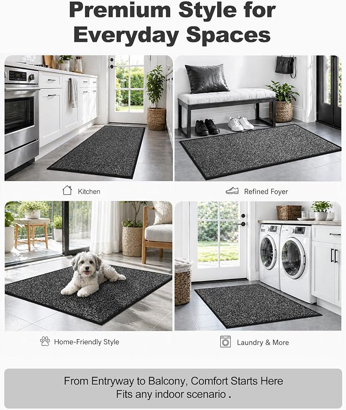 Mibao Front Door Mat Indoor Entrance, Dirt Trapper Welcome Mat - Image 7