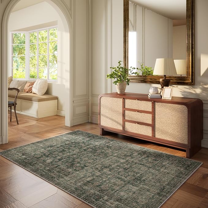 Machine Washable Throw Rugs for Entryway: Door Mat Indoor Entrance 3x5 Rug Boho - Image 2