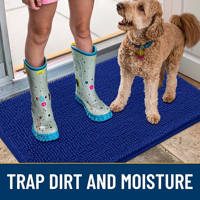 Smiry Dog Door Mat for Muddy Paws 24x16, Absorbent Dirt Trapper, Non-Slip - Image 3