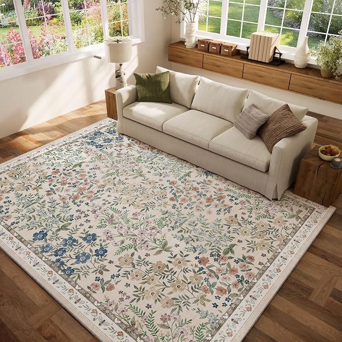 Machine Washable Rugs for Living Room: 6x9 Area Rugs for Bedroom Vintage Stain - Image 8