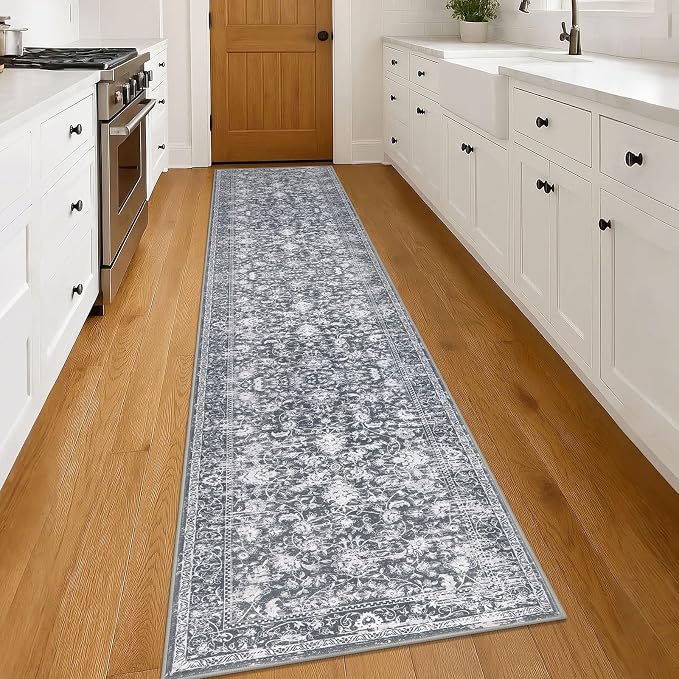 KILOCOCO Runner for Hallway 2.6x14 Runner Rug Printed Vintage Floral Washable - Image 2