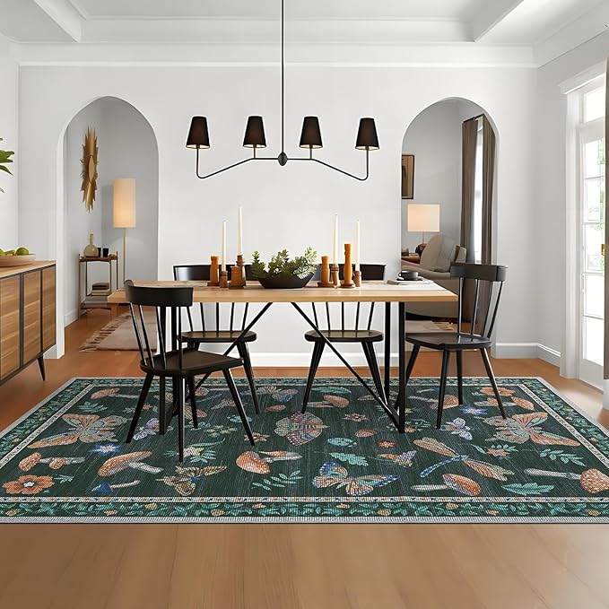 Mushroom 8 X 10 Rug for Living Room Non Slip Washable 8x10 Rug for Bedroom - Image 3