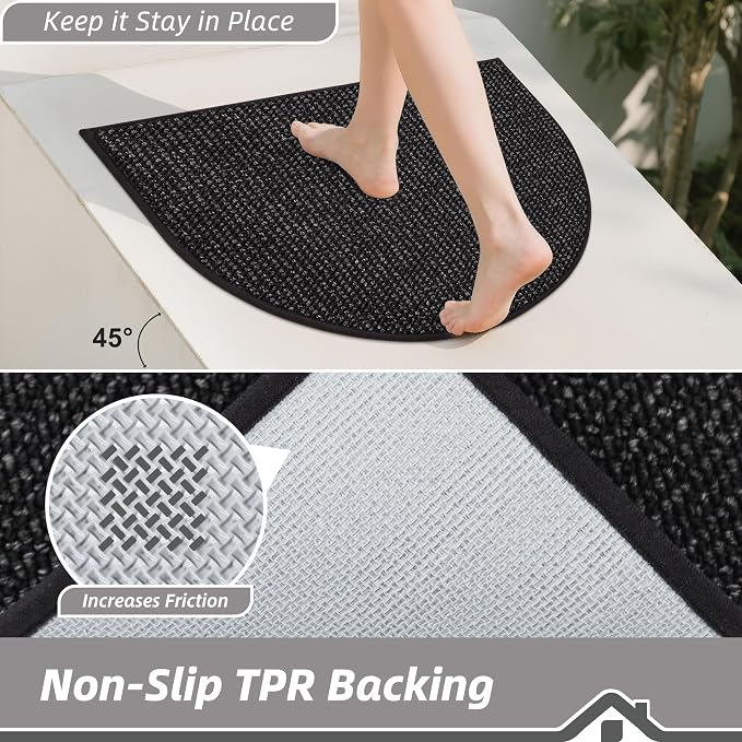 BEQHAUSE Dirt Trapper Door Mat 24" x 36" Half Circle Non-Slip Washable Doormats - Image 4