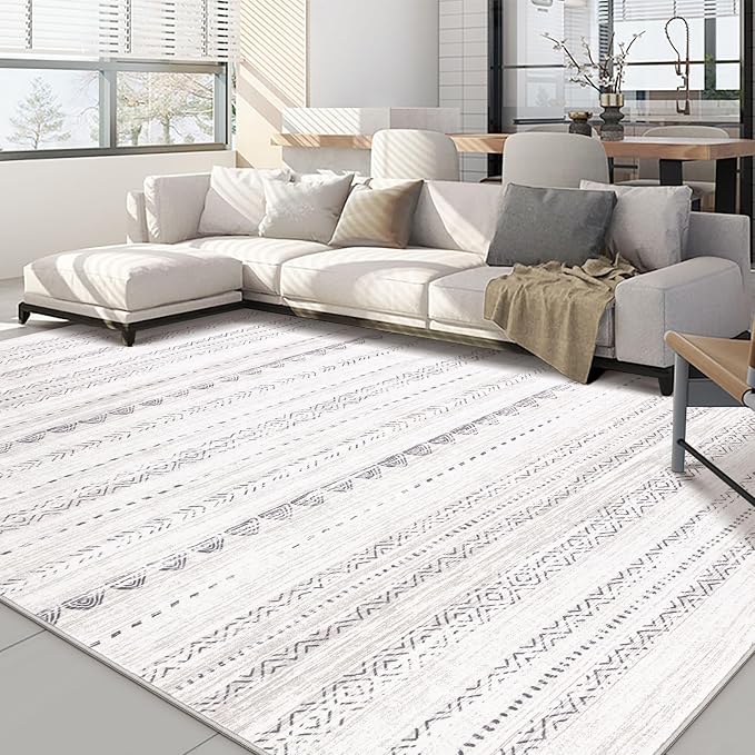 Nakagishi 7x9 Area Rug Living Room: Washable Boho Large Neutral Soft Farmhouse by NakagishiAreaRug